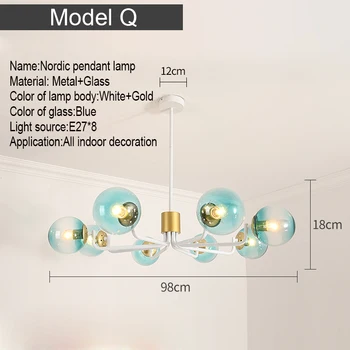 Postmoderne LED E27 Glas Ball Pendel Lamper Nordiske Soveværelse Stue Golden Sort Hængende Lamper Til Hjemmet(DS-22)