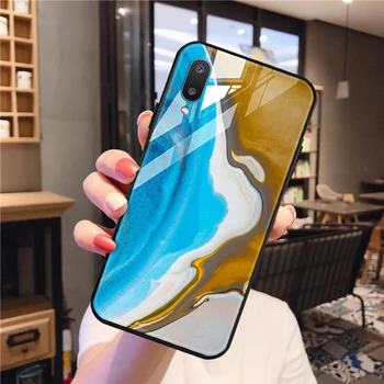 Byscoon Maleri Marmor Mønster Tilfældet For Samsung Galaxy A5 A6 A7 A8 plus 2018 Hærdet Glas Tilfældet For Samsung A02S A02 Dækker
