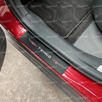 For Renault Twingo Auto Dør Karmen Pedal Carbon Fiber Læder Bil Mærkat Scuff Plate Beskyttere Styling Tilbehør Trim 2021