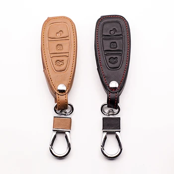 Høj kvalitet læder key case Bil dækning for Ford Focus læder key holder 3 mk3 mk4 Ranger Kant Mondeo Kuga nøgle box Tilbehør