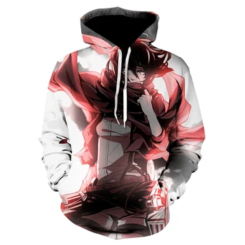 Mænd ' s 3D-print Angreb på Titan animationsfilm Mikasa karakter Hoodie foråret/efteråret nye casual sports hoodie blød pullover overdimensioneret