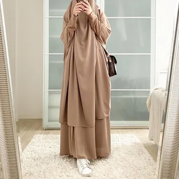 Fashionable Muslimske Kvinder, der Passer Abaya Kostume Hijab Ramadan Lang Nederdel Kjole Islamiske Etniske Gir Bab Abayeh Top Nederdel Bøn Sæt