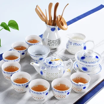 Te Kung Fu Te Sæt Husstand Keramik Sæt Hvid Porcelæn, der er Omfattet Skåle, Tekander, Kopper Te og Te Ceremoni