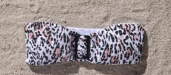 2021 2stk Bikini Sæt Leopard Badetøj til Kvinder Dame Elastiske Badetøj Stropløs Polstret Push Up Bikini Tankini Sæt badetøj