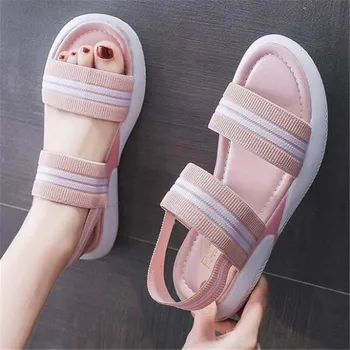 Elastik damesko nye stil mode afslappet bunden dame sandaler stor størrelse platform sandaler kvinder dias tøfler