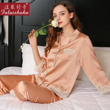 Silke Pyjamas Sæt Kvinder, To-Delt Pyjamas Sæt Homewears Dame Rød Pink 2021 Sommer Forår Dame Hjem Bærer Nattøj