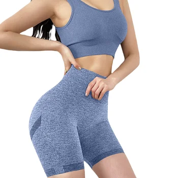 Kvinders ensfarvet Slankende Korte Bukser med Høj Talje Problemfri Yoga Shorts til Daglig og Motion Sport Fitness