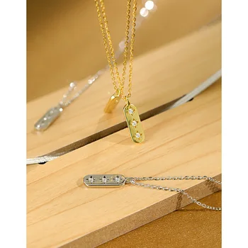 Koreanere S925 sterling sølv halskæde ins niche geometri lang zircon halskæde kvindelige choker kravebenet halskæde gaver veninder
