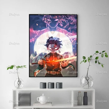 Anime Plakat Demon Slayer Nordisk Maleri Plakater Og Print På Lærred Væg Kunst, Billeder Dreng Soveværelse Stue Flydende Ramme