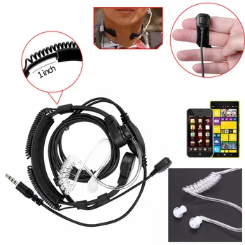 3,5 mm Justerbar Throat Mic-Hovedtelefon, Mikrofon Skjult Akustisk Rør Ørestykke Headset Med Finger tryk og tal til iPhone og Android Mobil