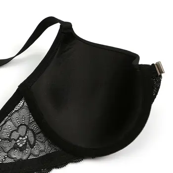 Vgplay Sexy Lace Bra Front Lukning Solid Pplunge Undertøj Tynd Kop Push-Up Kvinder Bra Y-line Uforet Bøjle Bralette