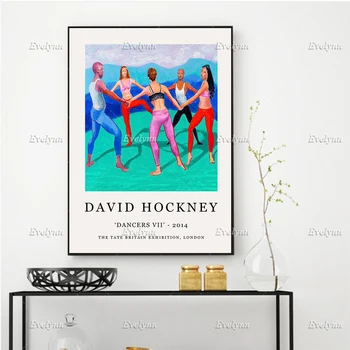 David Hockney Plakat, Dansere VII,Udstilling Pop Minimalisme Wall Art Prints Hjem Indretning Lærred Unik Gave Flydende Ramme