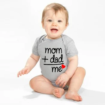 Mor+Far=Mig Til At Elske Grafisk Trykt Baby Fashion Grå Onesies Spædbarn Bomuld Heldragt Drenge Piger Toddler Bløde Slid Rompers