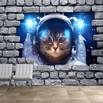 Milofi Brugerdefinerede 3D Tapet Vægmaleri Kat Astronaut 3D Mur Baggrund Væg Dekoration Maling Tapet
