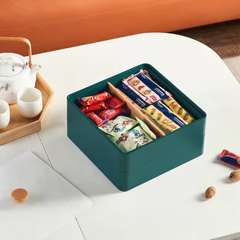 Snack Opbevaringsboks Af Massivt Træ, Tørrede Candy Box Husstand Stue Melon Frø, Snacks, Frugt Bakke Med Låg