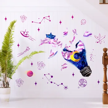 Kosmisk stjernehimmel Kreative Wall Sticker Til Kids Stue Soveværelse Børnehave Kids Tapet Vægmaleri Vinyl Hjem Dekorative væg