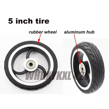 5 tommer udvide solid gummi hjul aluminium hub, non-slip ingen inflation velegnet til el-scooter på otte tegn mønster