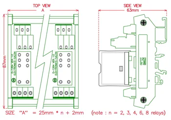 ELEKTRONIK-SALON DIN-Skinne Mount AC/DC 12V Kontrol 2 DPDT 5Amp Plug Power Relæ-Interface Modul.
