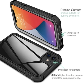 360 Full Body skærmbeskyttelse Gennemsigtige cover Til iPhone 12 Pro Max Mini-11 Xs X Xr 6 6S 7 8 Plus SE2 Stødsikker Mobiltelefon Dækning