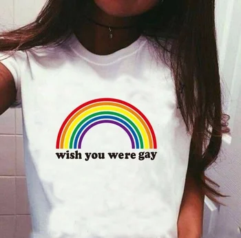 Sunfiz YF ville Ønske, Du Var Bøsse Pink Hvid Grå T-Shirt Lyder Gayyy jeg er I Rainbow Trykte T-Shirt Lesbian Gay-Tilhængere T-Shirt