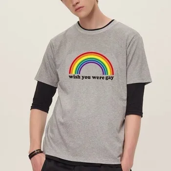 Sunfiz YF ville Ønske, Du Var Bøsse Pink Hvid Grå T-Shirt Lyder Gayyy jeg er I Rainbow Trykte T-Shirt Lesbian Gay-Tilhængere T-Shirt