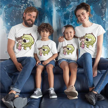 Disney Tegnefilm Familie Matchende Skjorte Afslappet Mænd Kvinder Tøj Monsters University Mike T-shirt Drenge Piger Toppe Familie Ser