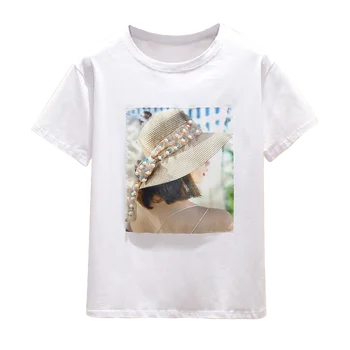 2021 Kvinder Sommer T-Shirts, Toppe Perlebesat T-Shirt I Bomuld T-Shirt Hvid Sort Kortærmet Vetement Femme Koreansk Tøj