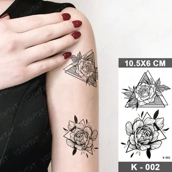 Vandtæt Midlertidig Tatovering Mærkat Fingre, Håndled Linjer Lille Rose Blomst Månen Flash Tatoo Falske Tatto For Body Art Kvinder, Mænd