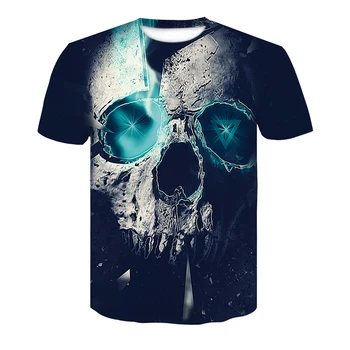 3D Kraniet Grafisk kortærmet T-shirt Nye Hot-sale Mode Komfortable Syntetiske Udskrivning Korte Ærmer Boy ' s Cool Skelet Top Klud
