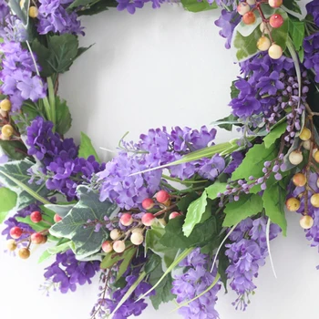 Lavendel Berry Krans Festlig Pynt Gave Elegant Silke Klud Bryllup Fest Dekoration Runde-formet Blomst Garland