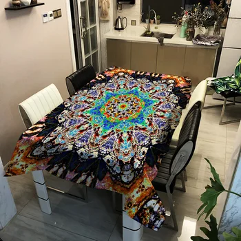 Boheme Mandala Dug Polyester, Vandtæt Rektangulære Middag Skriver Dug Picnic Mat Og Te Dække Home Decor