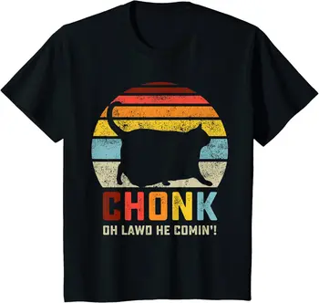 Chonk Kat Skala Meme Sjove Retro Style Retro Kat Memer T-shirt Afslappet Unisex Bomuld i Stor Størrelse S-xxxl