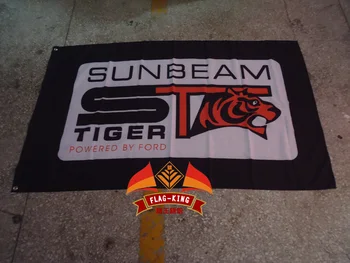 Sunbeam tiger bil Flag ,3x 5ft Polyester,Klassiske Sunbeam Alpine og flag Tiger king banner