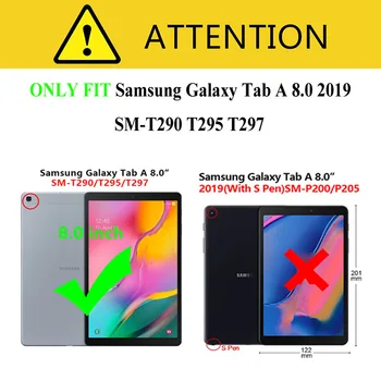 Nye 3D-Malet PU Læder taske Til Samsung Galaxy Tab Et 8,0 2019 Smart Cover Til Samsung SM-T290 T295 T297 tablet tilfælde