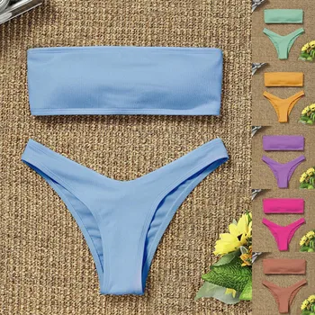Badedragt Kvinder 2021 Bikini Højtaljede Tummy Control To Stykke Badetøj Badetøj Badetøj til Badning Suit Kvinder badetøj