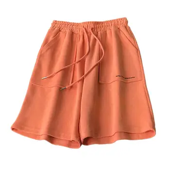 Sommeren Kvinder casual Shorts ensfarvet bomuld blanding Snor Høj Talje Sommeren Bred Ben Lommer Shorts Kvinder Sport Shorts