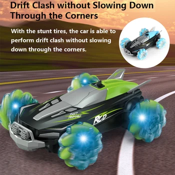 4WD 2,4 G Fjernbetjening Stunt Bil med Fire Hjul Drev Let Spray Musik RC Off Road Køretøjer Legetøj, Kids Gave