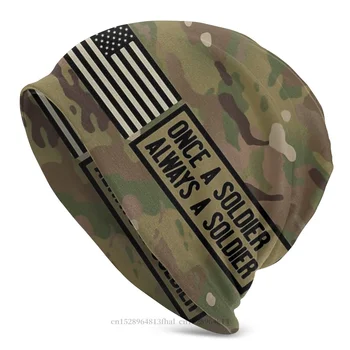 Altid En Soldat Bonnet Homme Vinter Varm Strikhue Camo Camouflage Army Skullies Beanies Caps For Mænd, Kvinder Bomuld Hatte