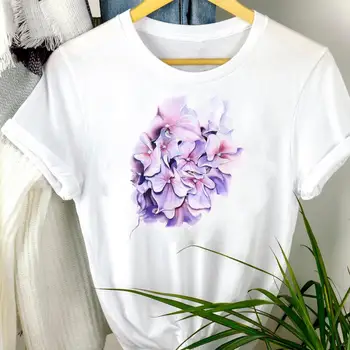 Kvinder Tøj Tegnefilm Søde 90'erne Akvarel Strand Sommer Print Mode kortærmet Tshirt Kvindelige Tee Top Grafisk T-shirt