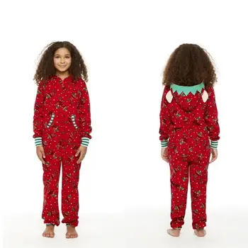 Familie jul pyjamas i 2020 nye Jule tøj, forældre-barn-mode trykt hætteklædte buksedragt familie matchende tøj