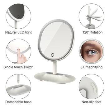 LED Forstørrelse Makeup Spejl Lys Ovale Spejl Touchscreen Dæmpbare LED-Lys til Køkkenbordet makeup-Spejl