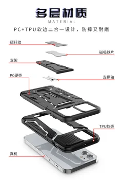 Mode Robust Rustning Anti Falde Telefon Tilfældet For Xiaomi Redmi Note 9 9S Pro Max antal Stødsikkert Usynlige Støtteben-Beskyttelse PC-Dækning