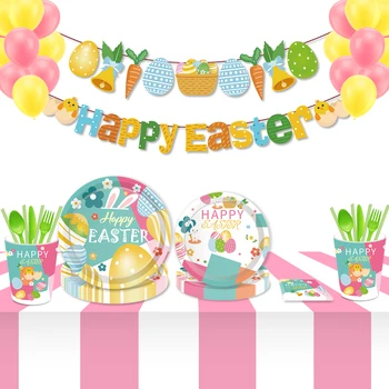 20pcs god Påske Tema Part Serviet Farverige Æg Kanin Påske Service Sæt Happy Easter Party Favors Forsyninger