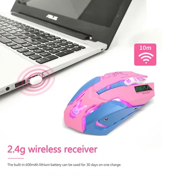 USB Wireless Gaming Mouse Holdbar Professionel Mus 2400 DPI Farverige Baggrundsbelyst Tavs Musen til LoL PUBG Bærbar Engros