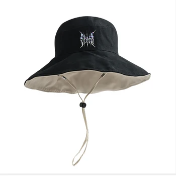 Harajuku Dreng Pige 2021 Mode Bucket Hat Sommeren Solcreme Panama Hat Unisex Reversible Udendørs Fiskeren Hat, Bomuld, Caps