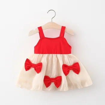 2021 Nyfødte baby Piger sommer tøj vest seler bue kjole for buksetrold piger birthday party dress tutu kjoler baby kjole