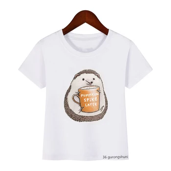 Nye Sommer Toppe Kids T-shirt Tegnefilm Pindsvin med Jul Hat Print Drenge T-Shirt Kawaii Harajuku Girls T-Shirts Engros