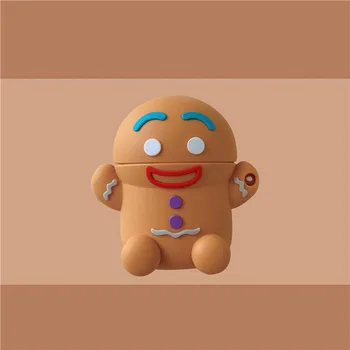 For Airpods 2 Tilfælde 3D Søde Tegneserie Gingerbread Mand Blød Silikone Øretelefon Sager for Apple Airpods 1 Tilfælde Dækker