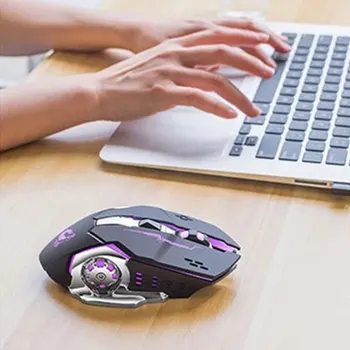 Trådløs Mus Bluetooth Gaming Mouse Genopladelige Mus Mekanisk Mus Lydløs Mus Til Bærbare PC, LED-Baggrundsbelyst Ergonomisk