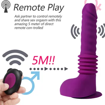Fjernbetjeningen Dildo Vibrator Sugekop Teleskopisk Stor Penis Sex Legetøj Til Kvinder G-Spot Stimulation For Kvindelige Onani